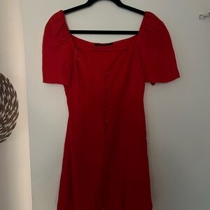 Are red puff sleeve dress size small